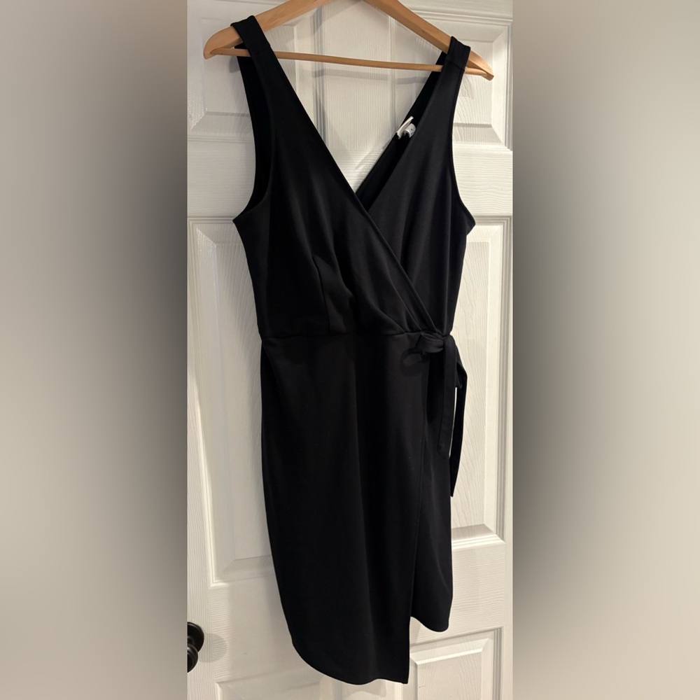 A New Day Black Sheath Midi Dress V-Neck Sleeveless